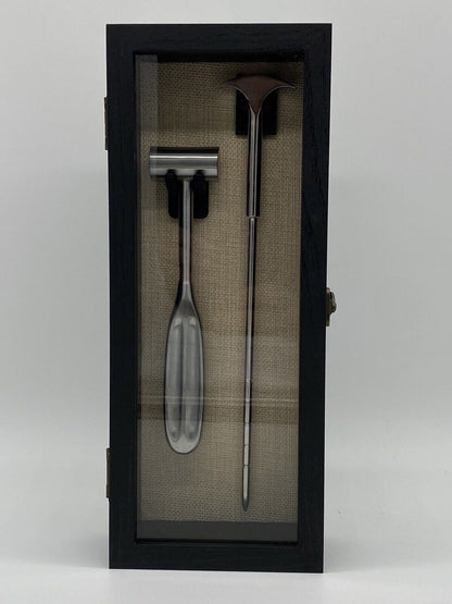 Lobotomy Orbitoclast & Hammer Surgical Medical Tools Shadowbox with removable tools UNSTAMPED version