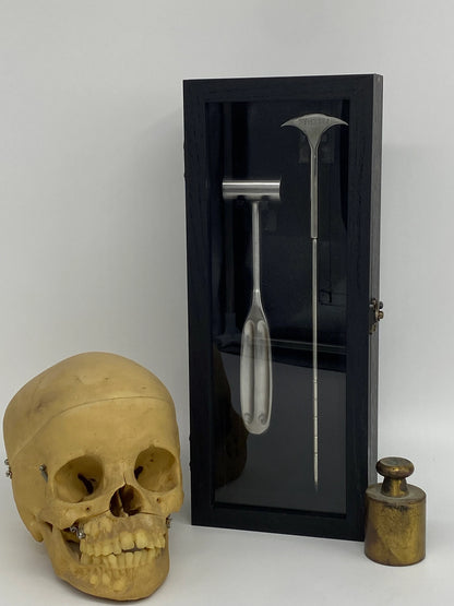 Lobotomy Orbitoclast & Hammer Surgical Medical Tools Shadowbox with removable tools STAMPED version